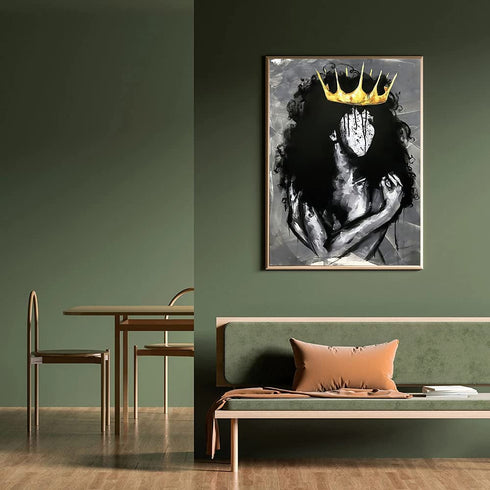 Black Queen Wall Art African American Black Queen Girl Canvas Wall Art African Black Art Prints Painting Abstract Contemporary Canvas Poster Home Decor for Bedroom Living Room Bar Hotel Wall Decor UNFRAMED