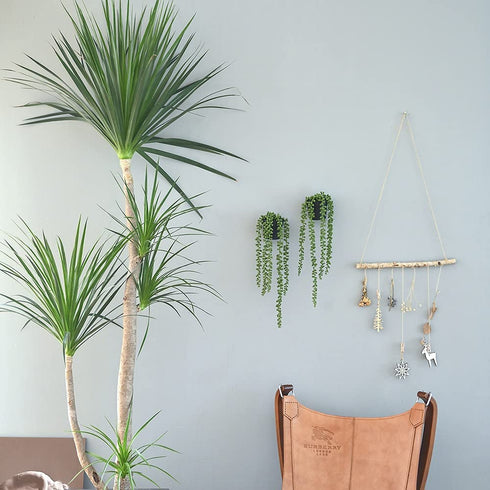 Tengda Fake Potted Succulents Plants 2Pcs Artificial Hanging Strings of Pearls Plastic Tabletop Greenery for Front Door Kitchen Bathroom Indoor d©cor (Succulent)