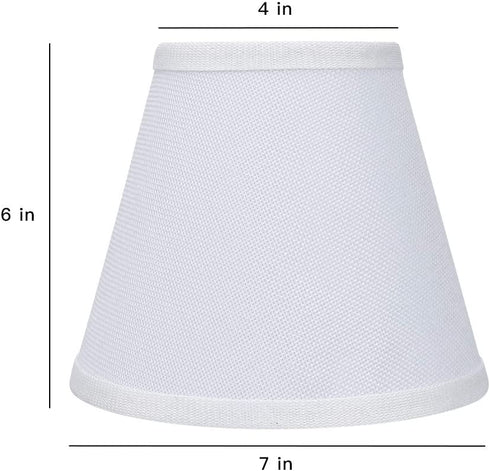 ALUCSET Double White Small Lamp Shade Clip On Bulb Set of 2 for Candelabra Bulbs, Barrel Fabric Lampshade for Table Chandelier Wall Lamp 4x7x6 Inch, 2Pcs Pack (White)