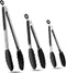 Bnlcd Kitchen Tongs, Premium Stainless Steel Locking Cooking Tongs with Silicone Tips, Non-Slip Food Tongs for Cooking, Heavy Duty, Non-Stick, 480?, Set of 3-7" 9" and 12" Black
