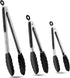 Bnlcd Kitchen Tongs, Premium Stainless Steel Locking Cooking Tongs with Silicone Tips, Non-Slip Food Tongs for Cooking, Heavy Duty, Non-Stick, 480?, Set of 3-7" 9" and 12" Black