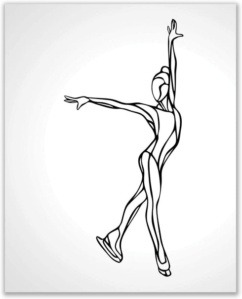 Minimalist Figure Skating Ice Dancing Wall Art Prints - Set of 4 (8x10) Inch Unframed Poster Photos