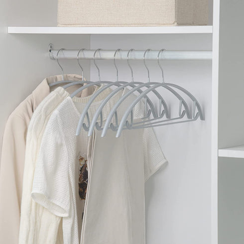 Nature Smile 10 Pack Non-Slip Suit Hanger,Coat Jacket Hangers,Sweater Hangers,PVC-Coating Metal Hangers for Pants,Shawls,Belts,Bras - Dimple & Crease Free T-Shirt Hangers,Silvery Grey Color
