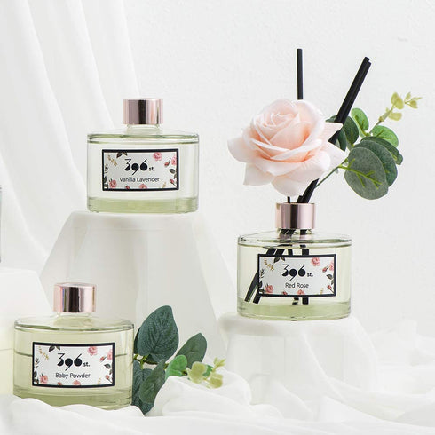 396 st. Flower Reed Diffuser, Baby Powder(Also Known as Refreshing Air), 200ml(6.7oz) / Reed Diffuser Sets, Aroma Therapy, Home & Kitchen Décor