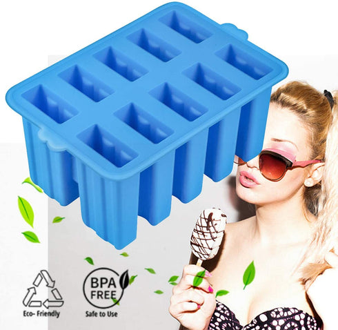Homemade Silicone Popsicles Molds,BPA Free Popcylce Molds,Reusable Popsicle Mold for Kids,Ice Cream Mold,Ice Pop Molds Maker with 50 Popsicles Sticks,50 Popsicle Bags,Funnel ( Blue)