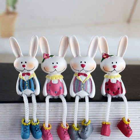 KESYOO 4Pcs Mini Bunny Figurines Resin Rabbit Statues Sculptures Easter Shelf Sitters Table Decorations Centerpieces for Kids Easter Birthday Party Supplies