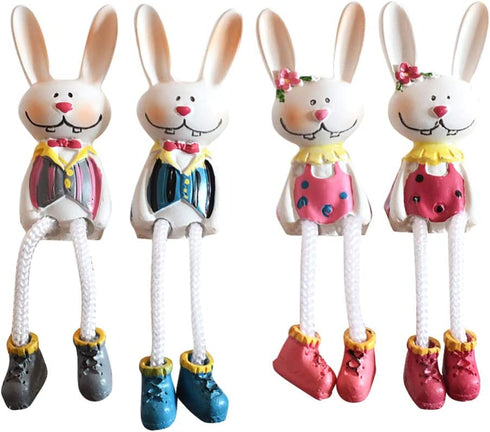 KESYOO 4Pcs Mini Bunny Figurines Resin Rabbit Statues Sculptures Easter Shelf Sitters Table Decorations Centerpieces for Kids Easter Birthday Party Supplies