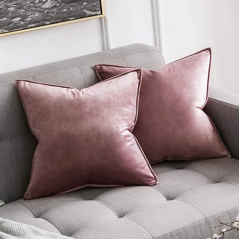 MIULEE Pack of 2 Decorative Velvet Throw Pillow Cover Soft Pillowcase Solid Square Cushion Case for Sofa Bedroom Car 20x20 Inch 50x50 cm Jam