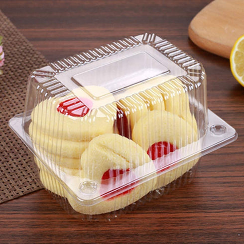 Twdrer 100 Pack Disposable Clear Plastic Clamshell Hinged Food Portable Square Containers for Salads,Fruit,Hamburgers,Sandwiches,Cupcake(5.3" x 4.2" x 3.4")