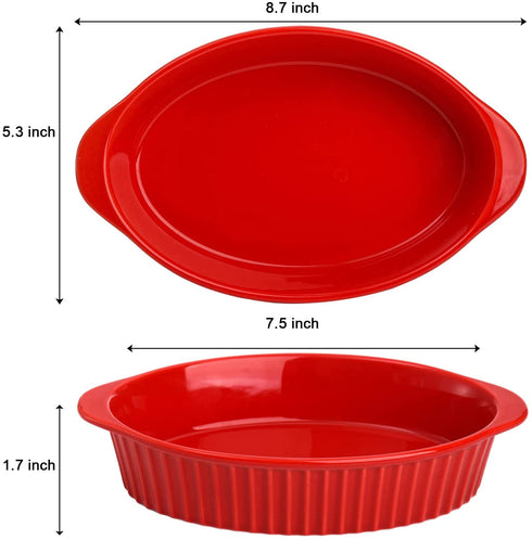 Foraineam Porcelain Oval Baking Dish Set, 2 Pcs Oven Safe Au Gratin Pans Small Table Serving Dishes, Lasagna Pan Crme Brulee Bakeware Set with Double Handles