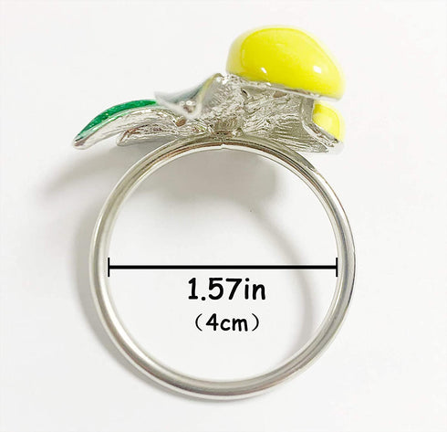 Lemon Napkin Rings Set of 4, Delicate Crafts Alloy Fruit Napkin Holder Rings Fall Table Decorations for Thanksgiving, Christmas, Wedding Banquet, Birthday, Holiday Daily Dinner, Party Decor?Lemon?