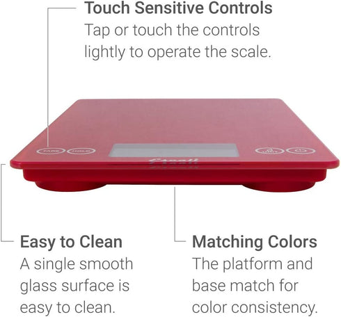 Escali 157R2 Arti Glass Digital LCD Display Kitchen, Office, Baking, Herb Scale w/Nutrition and Calorie Counting Feature, 15lb Capacity, Poppin' Pink
