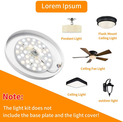 Dimmable 6" 20W 2300LM AC85~265V 3CCT 3000K 5000K 6500K CRI85+, LED Light Engine Retrofit Kit, Ceiling Fan Light Kit, LED Light Board for Ceiling Flush Light, Light Panel for Circle Fluorescent Light
