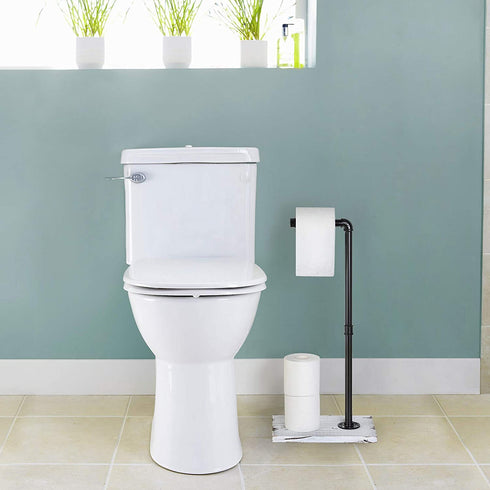 MOOACE Industrial Toilet Paper Holder Stand, Paper Pipe Tissue Roll Tower Holder for Bathroom, Washroom White Gray