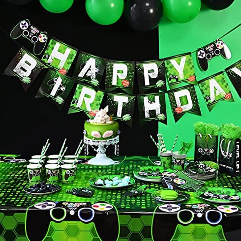WERNNSAI Game Birthday Banner - Video Game Party Supplies Happy Birthday Bunting Garland for Boys Kids Player Geeks Gaming Themed Party Decorations Assembled