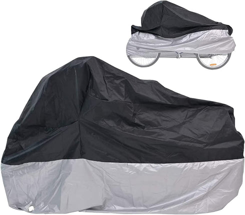 Bike Cover Adult Tricycle Cover Waterproof Bicycle/Motorcycle Storage Cover, Heavy Duty Ripstop Material & Anti-UV, Protect Your Bike from Rain, Dust, Debris Sun for Outdoors Indoors (Silver-Black)
