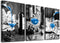 Canvas Wall Art For Kitchen Wall Decor For Dining Room Black And White Wine Glasses Painting Modern Blue Wine Canvas Art Prints Ready To Hang Pictures For Restaurant Home Decorations 12"X16" 3 Pieces