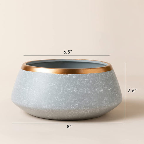 Large Succulent Planter Pots - Ceramic Indoor Outdoor Garden Pot with Drainage for Plant Flower, 8 Inch, Gray