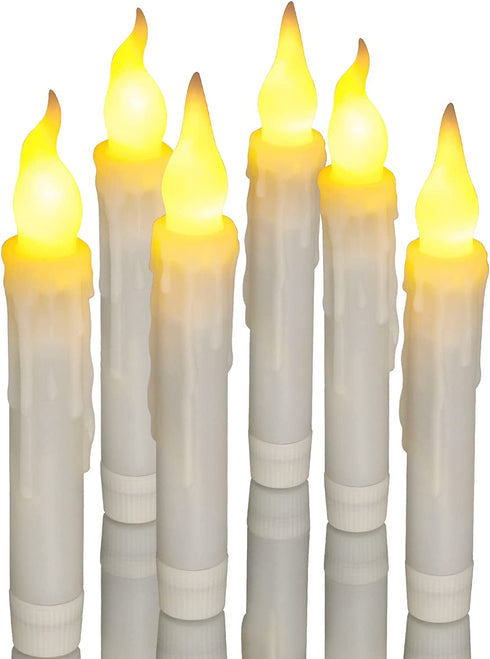 Ymenow LED Taper Candles with 6H Auto Timer, 6pcs Flickering Flameless Electric Candlesticks Battery Operated Candles for Home Room Party Christmas Decorations - Warm Yellow