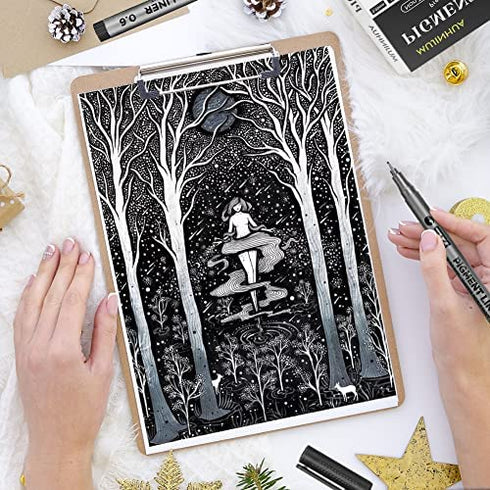 MUJINHUA Precision Micro-Line Pens, Set of 9 Black Micro-Pen Fineliner Ink Pens, Waterproof Archival Ink, Multiliner, Calligraphy, Sketching, Anime, Illustration, Technical Drawing, Office Documents