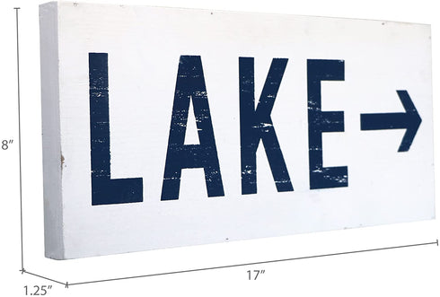 Barnyard Designs Lake Sign Rustic Wooden Primitive Country Lake House Home Decor Sign 17 x 8