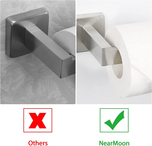 NearMoon Bathroom Square Toilet Paper Holder, Premium SUS304 Stainless Steel Rustproof Wall Mounted Toilet Roll Holder for Bathroom, Kitchen, Washroom (Brushed Nickel)