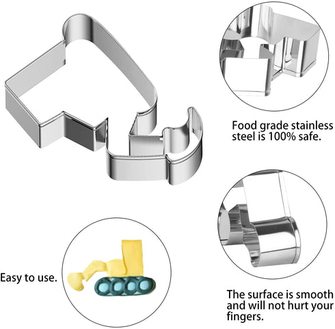 wonmon Wonmon 11PCS Construction Cookie Cutters Set, Excavator, Bulldozer, Dump Truck, Crane, Hammer, Wrench, Drill, Safety Helmet Construction Tools Cutters Molds Set for Construction Themed Party