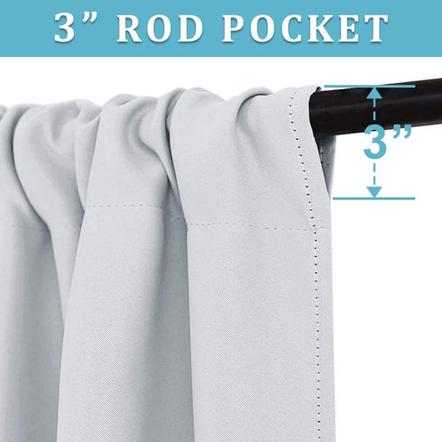 RYB HOME White Curtains for Bedroom - Room Darkening Thermal Insulated Window Draperies for Living Room Kitchen Home Office Bathroom Cafe, Wide 42 x Long 45, Greyish White, 1 Pair