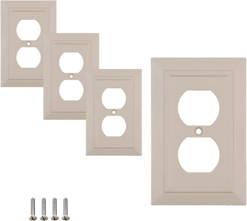 Pack of 4 of Wall Plate Outlet Switch Covers by SleekLighting | Classic Ivory Architecture Wall plates| Variety of Styles: Rocker/Receptacle/Toggle / & Combo | Size: (1 Duplex)