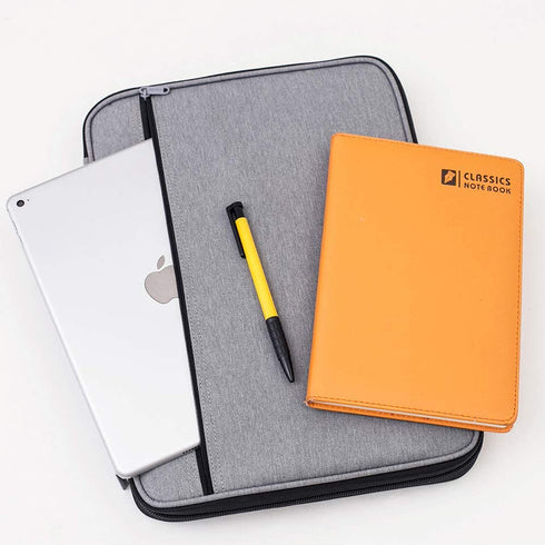 A4 Document Bags Portfolio Organizer Waterproof Business File Holder Travel Document Bags for Office Ipad Pen Notebooks(Light Grey)