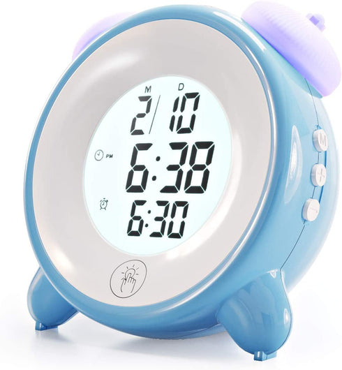 RYHOR-K Alarm Clock for Kids - 7 Color Night Light - Snooze Easy to Set Digital Clock Battery Operated for Bedroom
