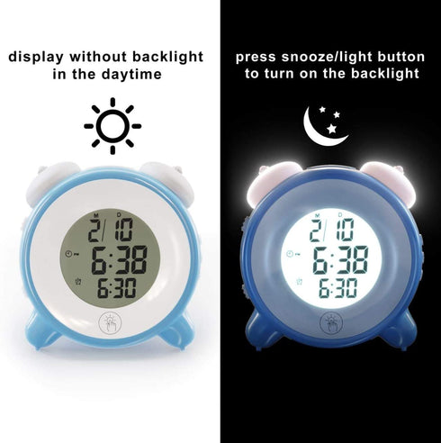 RYHOR-K Alarm Clock for Kids - 7 Color Night Light - Snooze Easy to Set Digital Clock Battery Operated for Bedroom