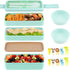 Bento Box Japanese Lunch Box Kit, HSYTEK Stackable Bento Boxes for Adult, Wheat Straw Bento Box with Utensils, Leakproof Lunch Container Kids Bento, Green Bento Box Microwave Safe -1000ml