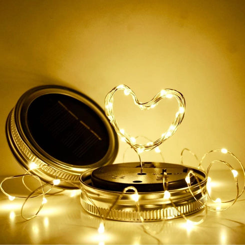 Solar Mason Jar Lid String Lights, 8 Pack 20 Led String Fairy Star Firefly Jar Lids Lights (Jars Not Included), for Mason Jar Patio Garden Wedding Lantern Table Decoration? No Hangers)?Warm White?