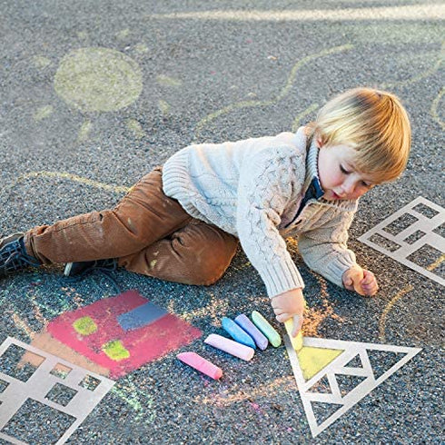 12 Pieces Chalk Stencils Set Sidewalk Plastic Stencils Drawing Stencil Template Geometry Shape Stencils for Arts and Crafts
