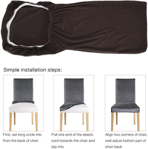Fuloon 4 Pack Super Fit Stretch Removable Washable Short Dining Chair Protector Cover Seat Slipcover for Hotel,Dining Room,Ceremony,Banquet Wedding Party (Coffee)