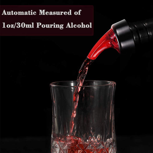 Automatic Measured Bottle Pourer - Pack of 12, 1 oz (30 mL) Quick Shot Spirit Measure Pourer Drinks Wine Cocktail Dispenser Home Bar Tools (Red 12pcs)