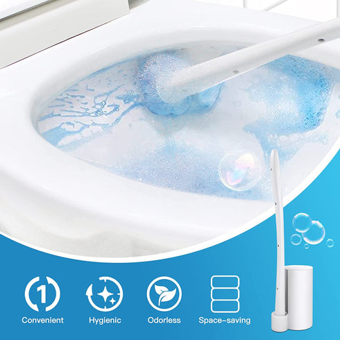 Topo Bear Disposable Toilet Bowl Brush with 40 Toilet Wand Refills, Toilet Cleaning System Starter Kit