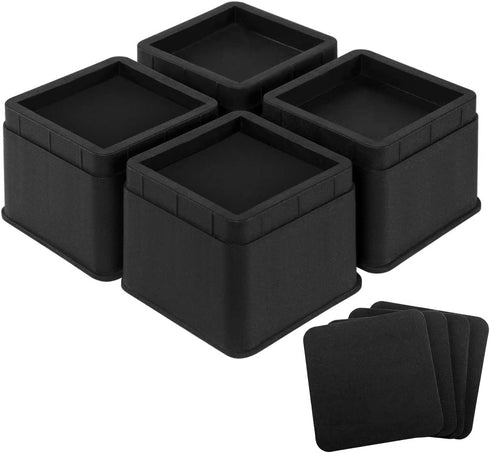 Joyclub Bed Risers 3 Inch Heavy Duty Stackable Furniture Risers for Sofa Table Couch Lift Height of 3 or 6 Inches (4 Pack Black)
