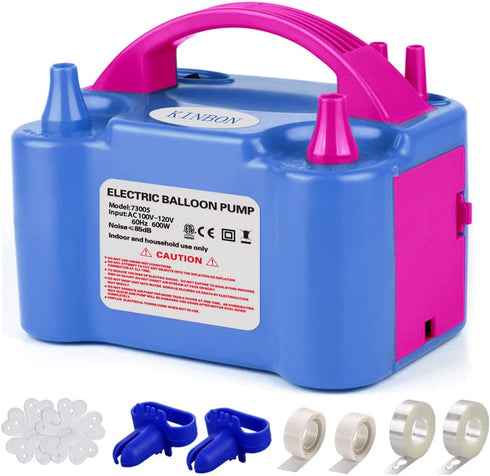 KINBON Electric Balloon Pump Air Balloon Pump Dual Nozzle Portable Balloon Inflator Blower Pump Ballon Buddy Inflator for Party Decoration Balloon Arch 110V 600W