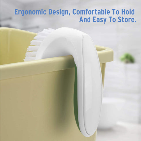 Amazer Scrub Brush for Cleaning, 2-Pack Deep Cleaning Nylon Brush Set with Handles, Heavy Duty Grout Corner Brushes with Comfort Grip for Bathroom, Floor, Tub, Carpet, Shower, Tile and Kitchen