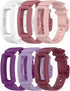 EEweca 6-Pack Bands Compatible with Fitbit Ace 2 Replacement Strap for Kids (White, Purple, Lilac, Sangria, Rose Pink, Soft Pink)