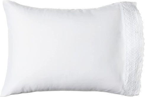 Amrapur Overseas | 3-Piece 100% Microfiber Crochet Lace Bed Sheet Set (White, Twin)
