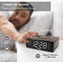 REACHER Alarm Clock Radio with Wireless Charging & USB Charger, Large LED Dimmable Display, 2 Wake Up Sounds, Adjustable Volume, FM Radio, Sleep Timer, Battery Backup for Bedroom, Office (Wood Grain)