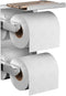 FANHAO Adhesive Toilet Paper Holder, Double Roll Toilet Tissue Holder with Shelf for Bathroom Kitchen, 3M Self Adhesive No Drilling or Wall-Mounted, SUS304 Stainless Steel Polished