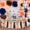 Navy Rose Gold Birthday Decorations for Women/Gender Reveal Party Decorations/Navy Peach Bridal Shower Decorations Champagne Gold Wedding/Navy Rose Gold Confetti Balloons Bachelorette Party Decor