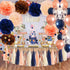 Navy Rose Gold Birthday Decorations for Women/Gender Reveal Party Decorations/Navy Peach Bridal Shower Decorations Champagne Gold Wedding/Navy Rose Gold Confetti Balloons Bachelorette Party Decor