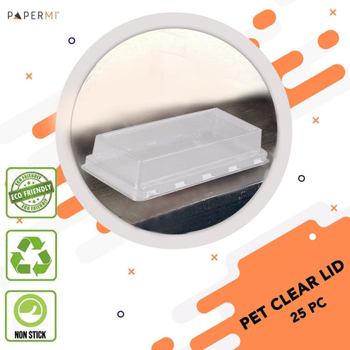 PaperMi PET Clear Lid Strong Pan Lids Having a Perfect Match with Our 7 Loaf Pans 25 pc Crystal Clear Pan Cover. Disposable Lid for Carry Out, Takeout and to Go- Holiday Gifts