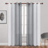 DWCN Grey Faux Linen Ombre Sheer Curtains - Semi Voile Gradient Grommet Top Curtains for Bedroom and Living Room, Set of 2 Window Curtain Panels, 52 x 90 Inches Long