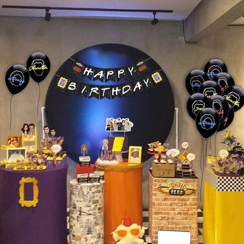 Vercico Friends TV Show Party Decoration Set of 68 Happy Birthday Banner Latex Balloons Cake Cupcake Toppers Tattoo Stickers Decoration Backdrop Party Supplies for Friends Fan